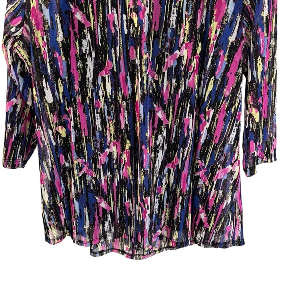 INC Abstract Print Ruffle Zip Front Sheer Blouse & Camisole Multicolor 1X - Picture 7 of 10